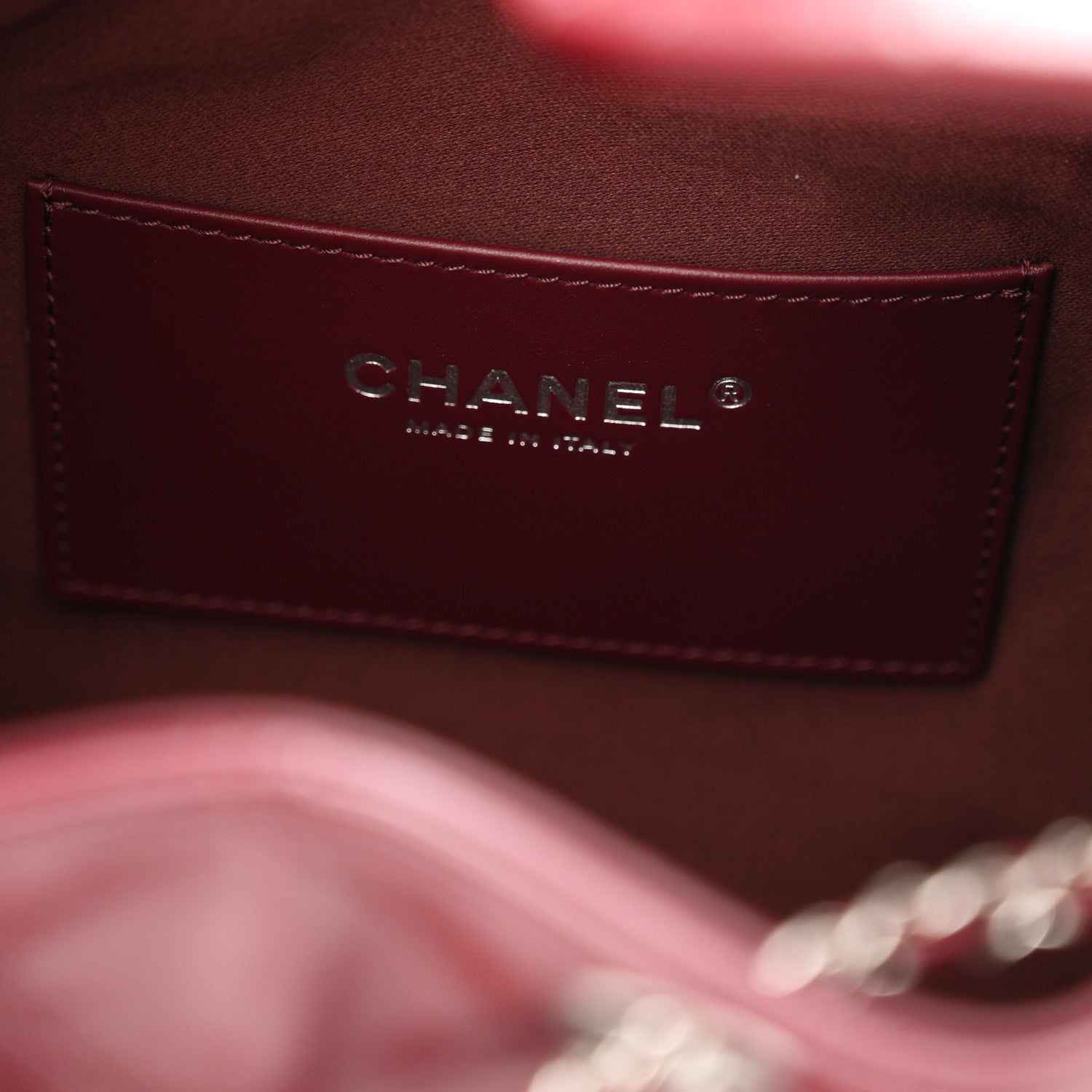 Shiny Calfskin Quilted Small Chanel 25 Handbag Burgundy
