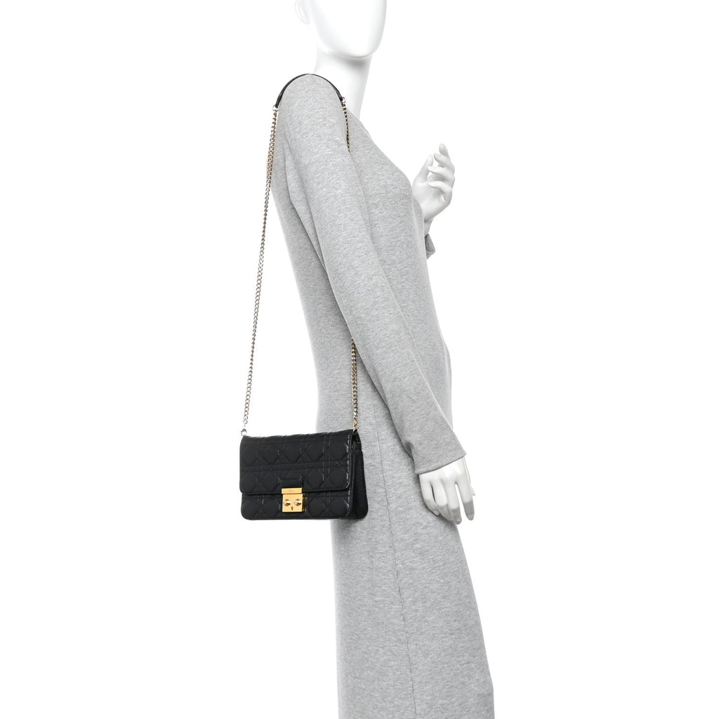 Lambskin Cannage Miss Dior Promenade Pouch Black