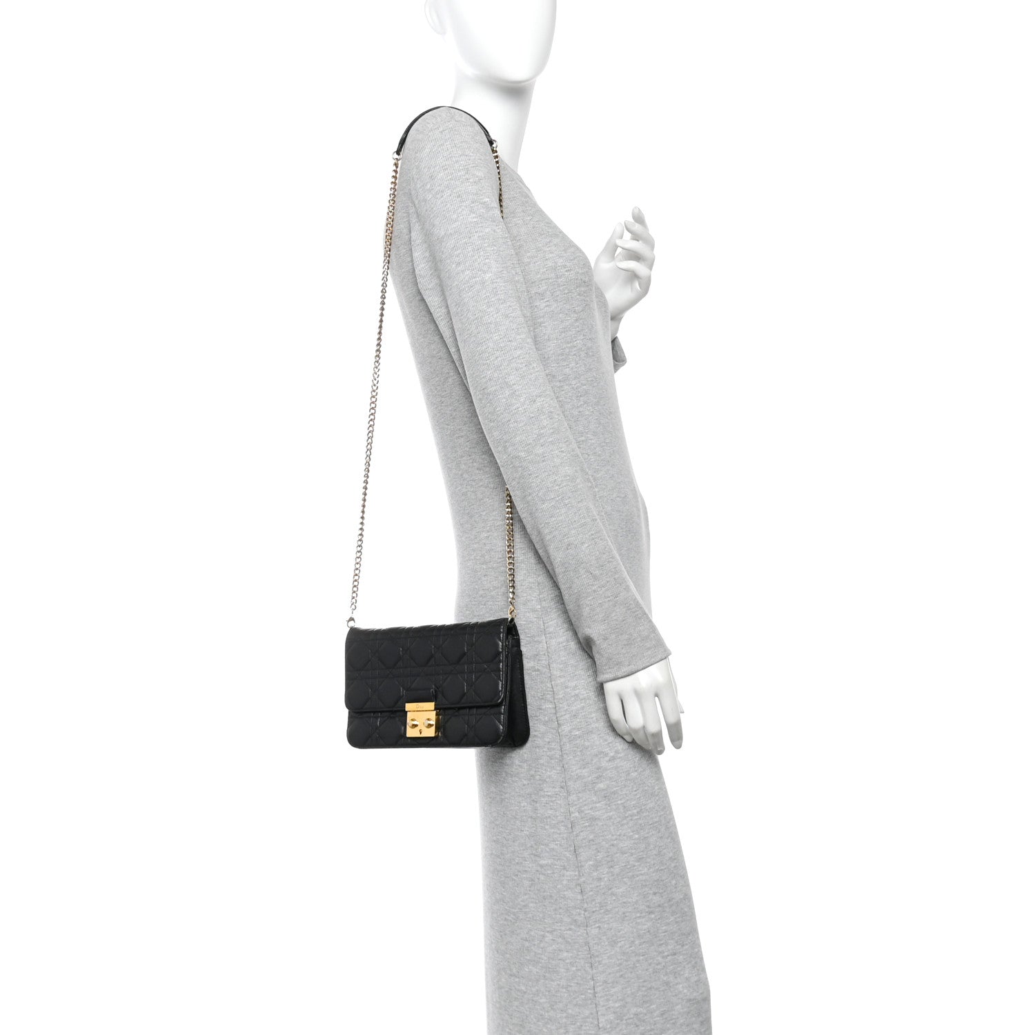 Lambskin Cannage Miss Dior Promenade Pouch Black