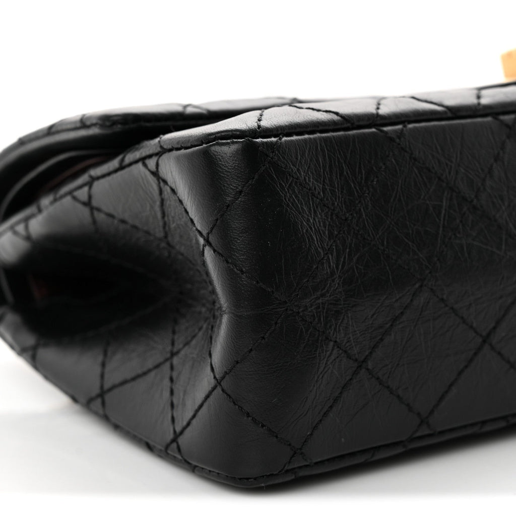 Aged Calfskin Quilted 2.55 Reissue 225 Flap Black