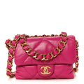 Lambskin Quilted Small Chain Top Handle Flap Fuchsia
