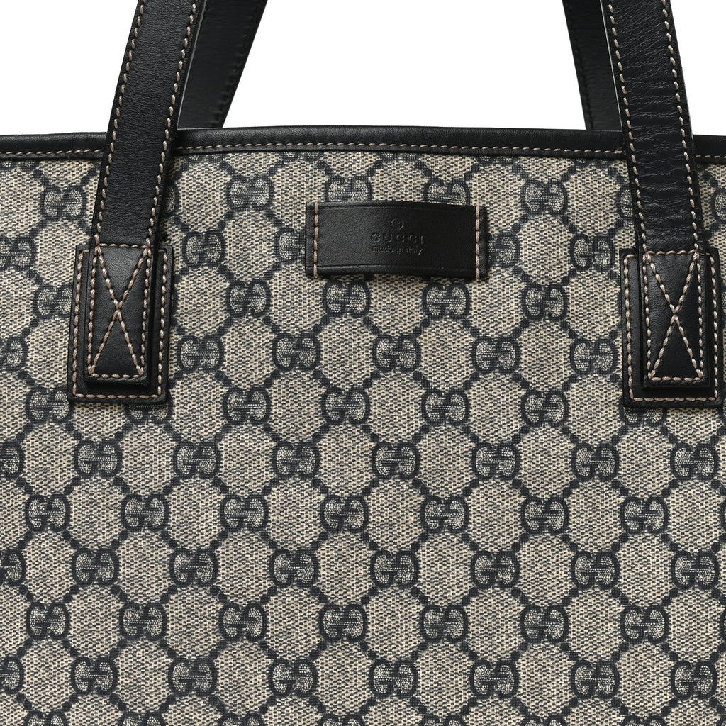 GG Supreme Monogram Medium Zippered Shopping Tote Navy