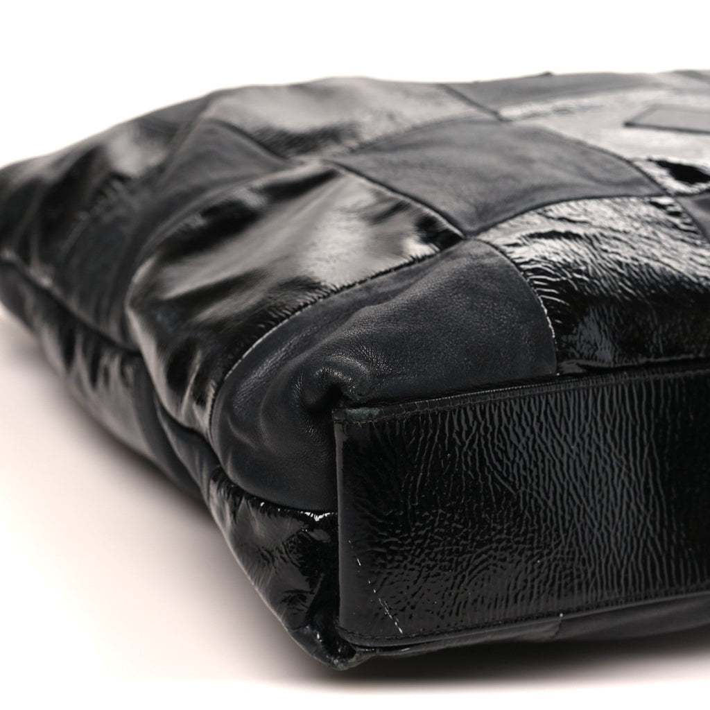 Patent Patchwork Large Brooklyn Tote Black