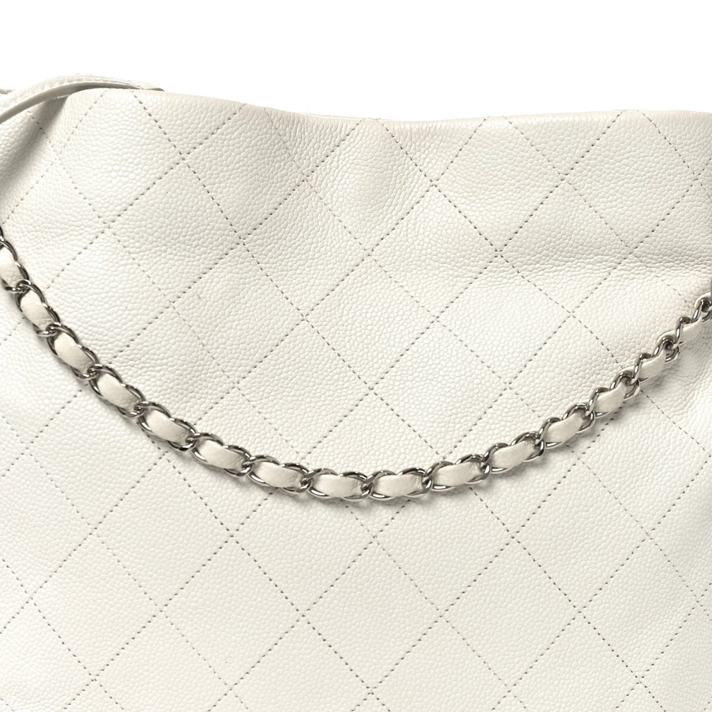 Caviar Stitched CC Pocket Tote White