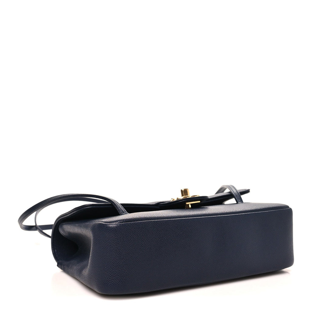Shiny Caviar Preppy Coco Small Flap Navy