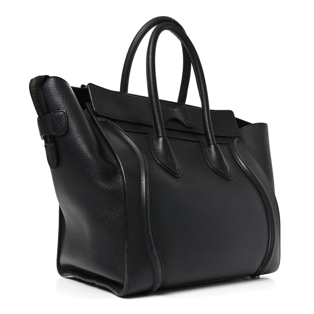 Drummed Calfskin Mini Luggage Black