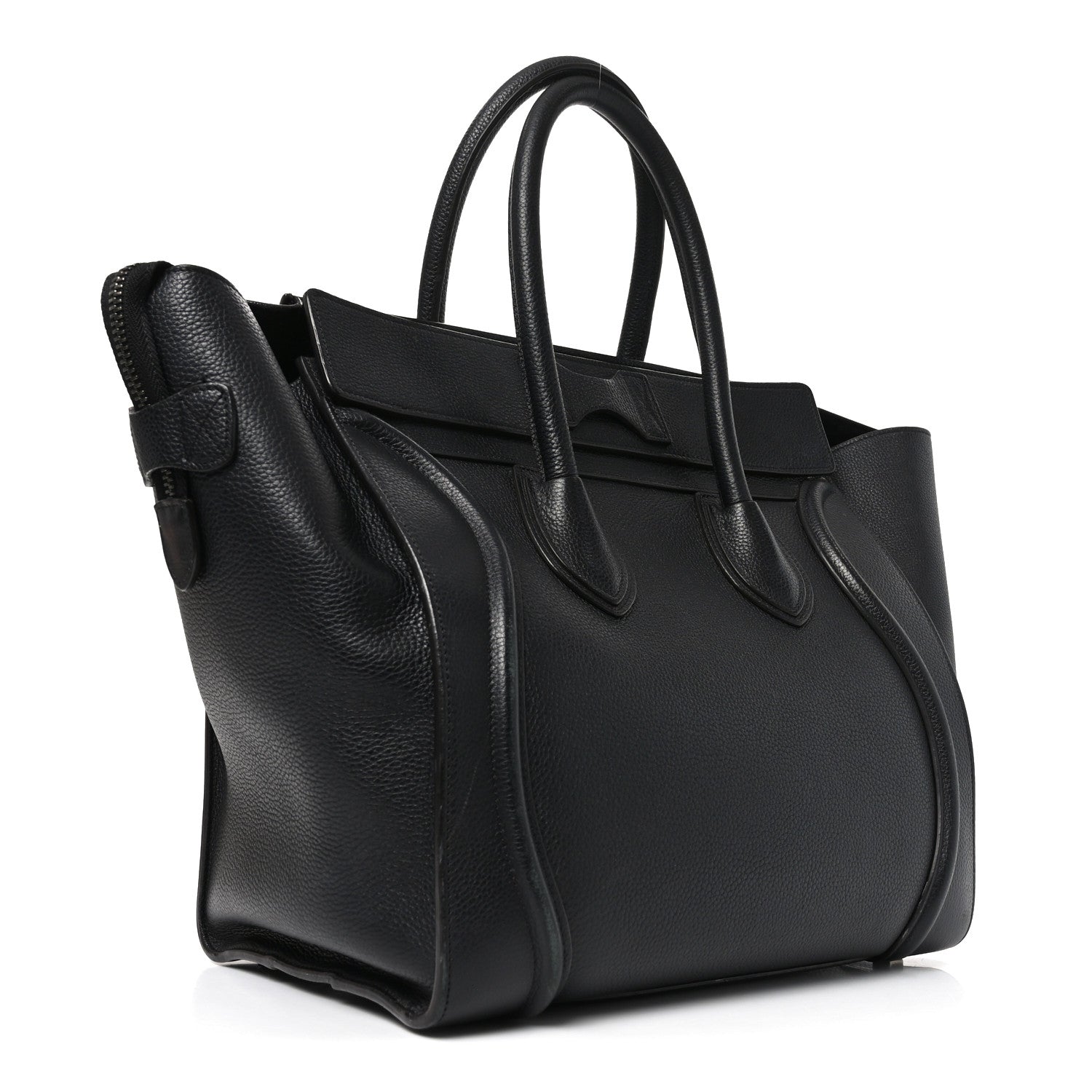 Drummed Calfskin Mini Luggage Black
