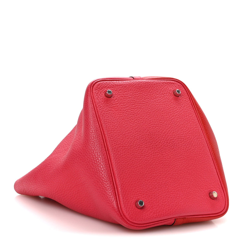 Taurillon Clemence Casaque Picotin Lock 22 MM Rouge De Coeur Rose Extreme Bleu Zanzibar