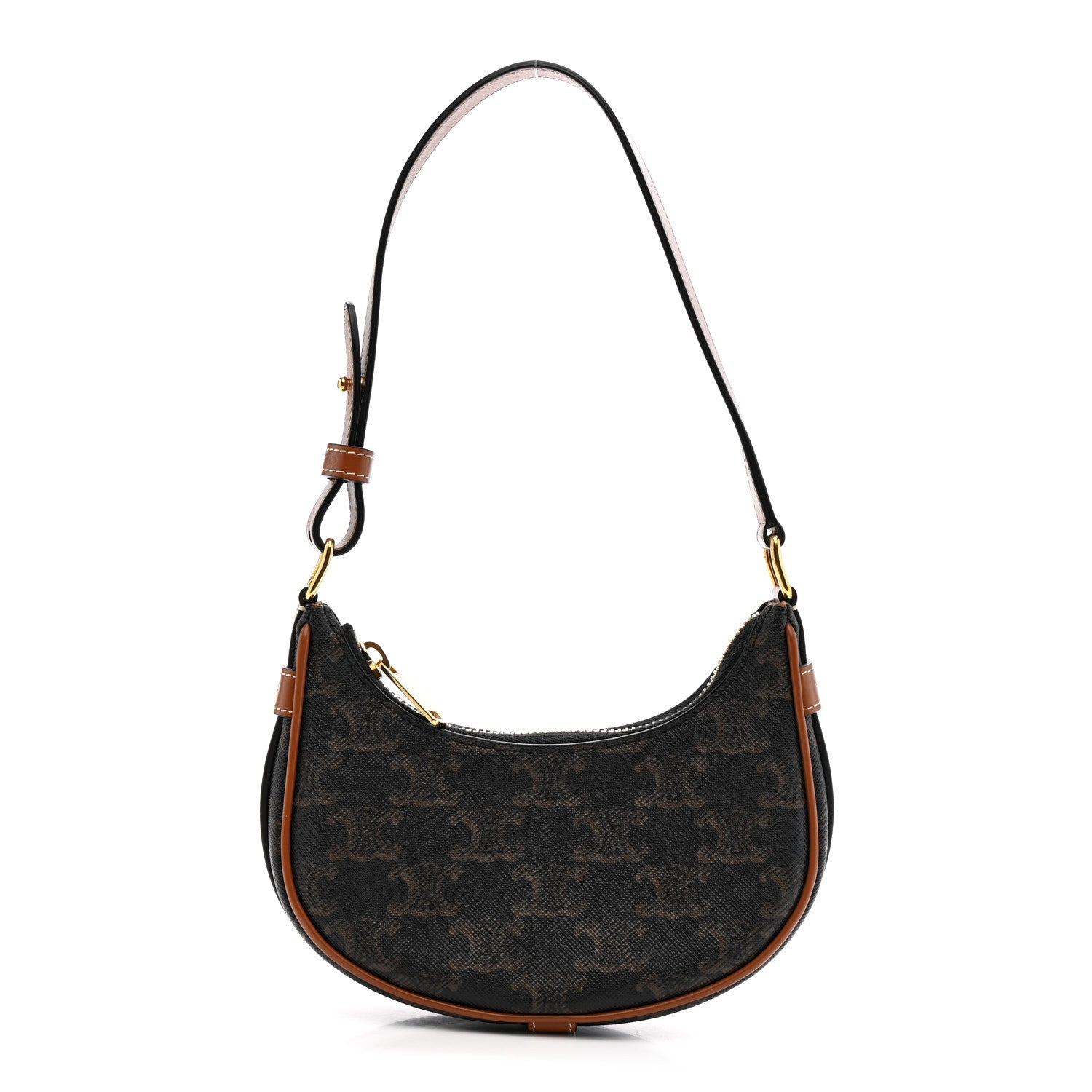Canvas Calfskin Mini Ava Triomphe Shoulder Bag Tan