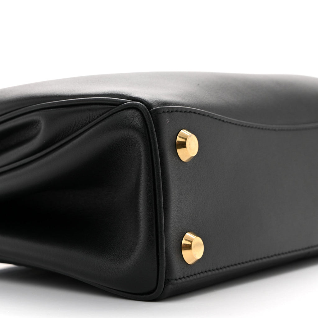 Natural Smooth Calfskin Small Rodeo Top Handle Handbag Black