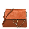 Suede Calfskin Medium Faye Shoulder Bag Tobacco