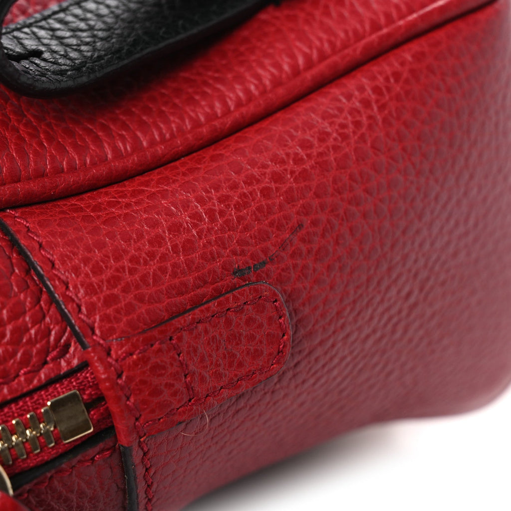 Pebbled Calfskin Bi-Color Soho Chain Backpack Red Navy