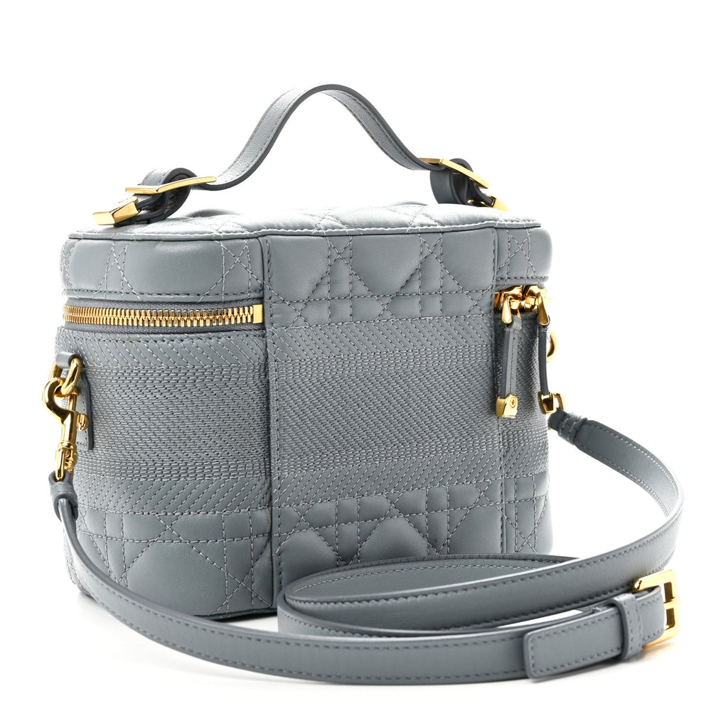 Lambskin Cannage Small Diortravel Vanity Case Cloud Blue