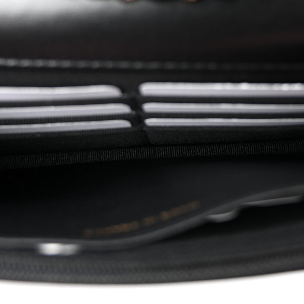 Lambskin Quilted Trendy CC Wallet On Chain WOC Black