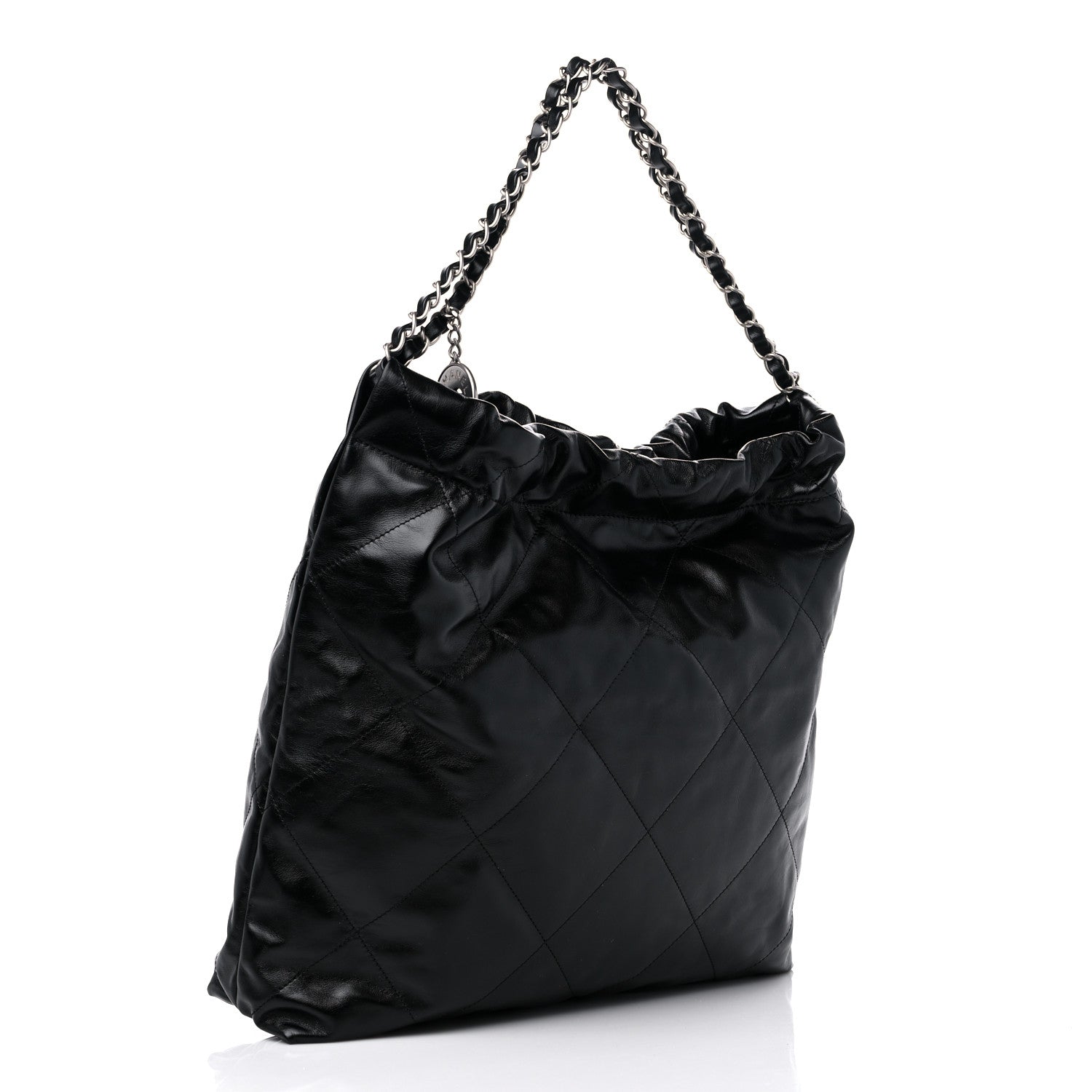 Shiny Calfskin Quilted Chanel 22 Black