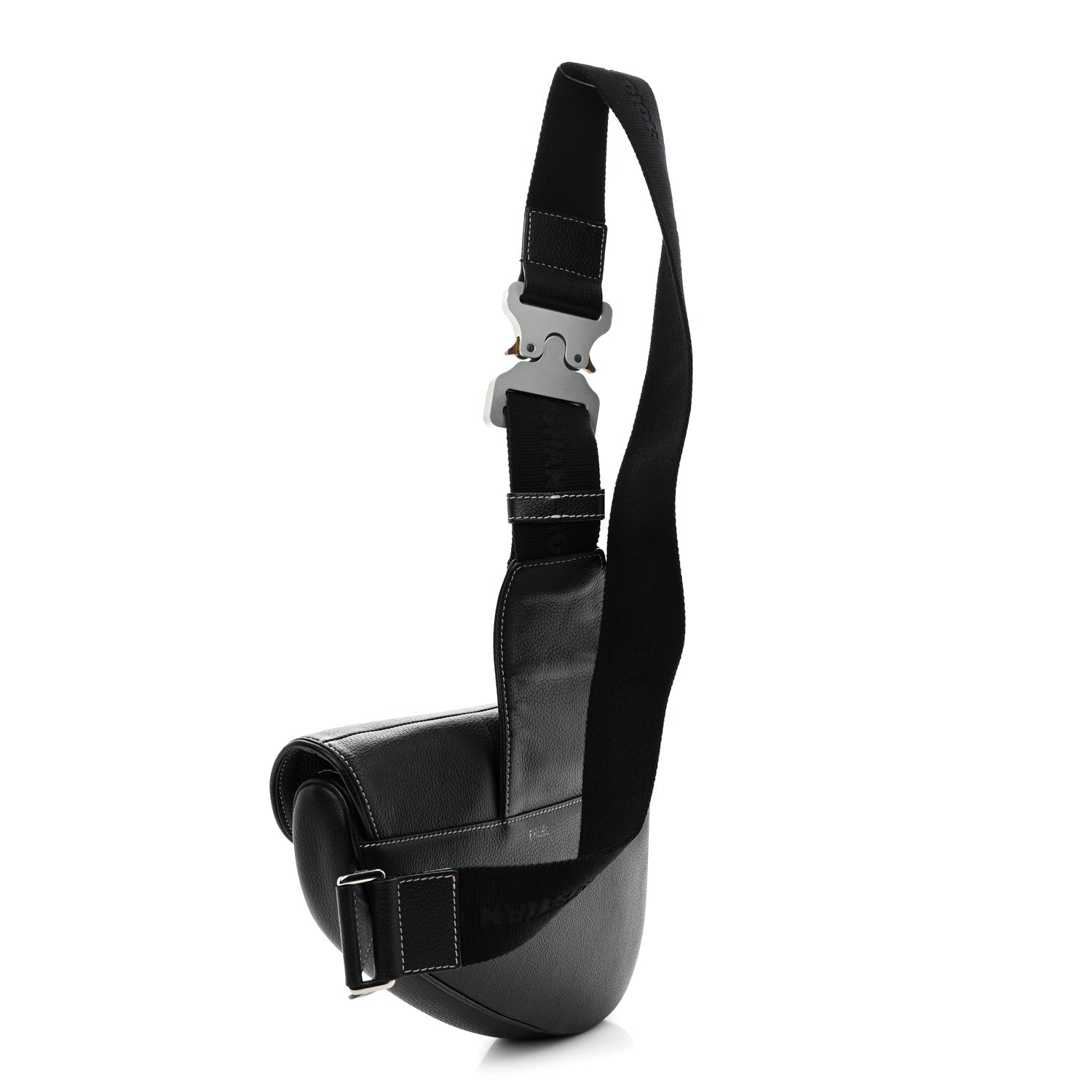 Grained Calfskin Mens Saddle Bag Black