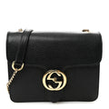 Dollar Calfskin Small Interlocking G Shoulder Bag Black