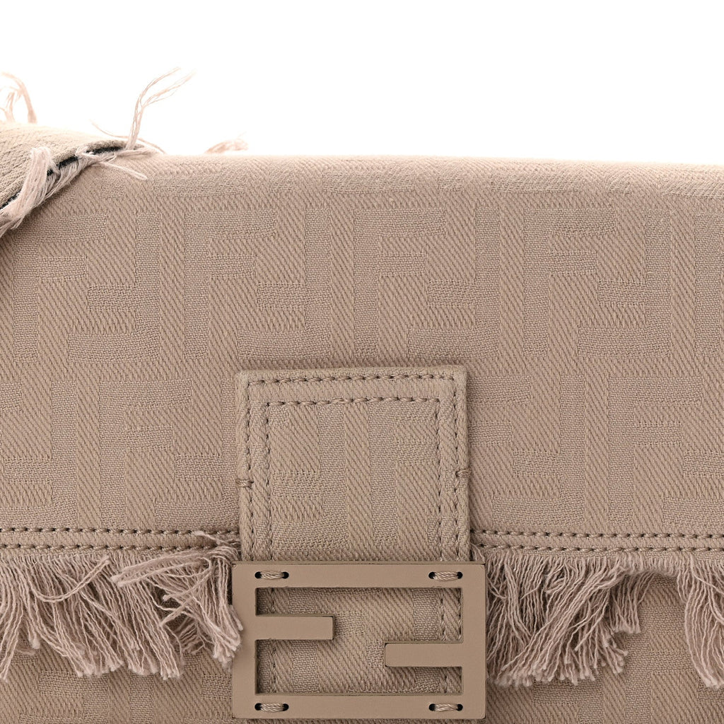 Nylon Fabric Jacquard FF Fringed Baguette Cuoio Pietra