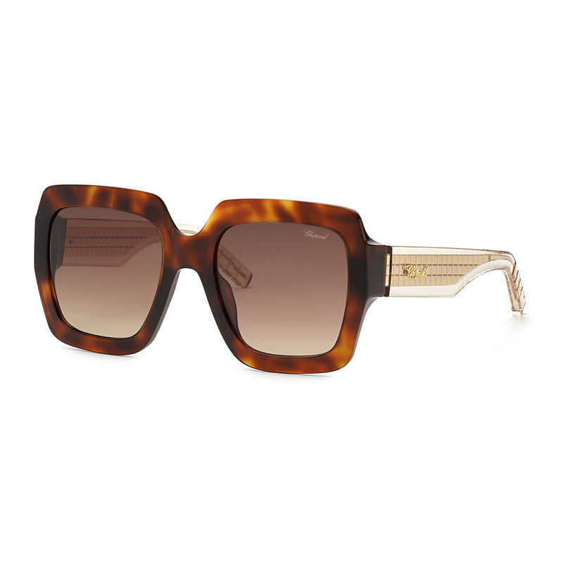 Chopard Sunglasses Square Full Rim, Shiny Havana Frame and Brown Gradient Lens SCH363M0909