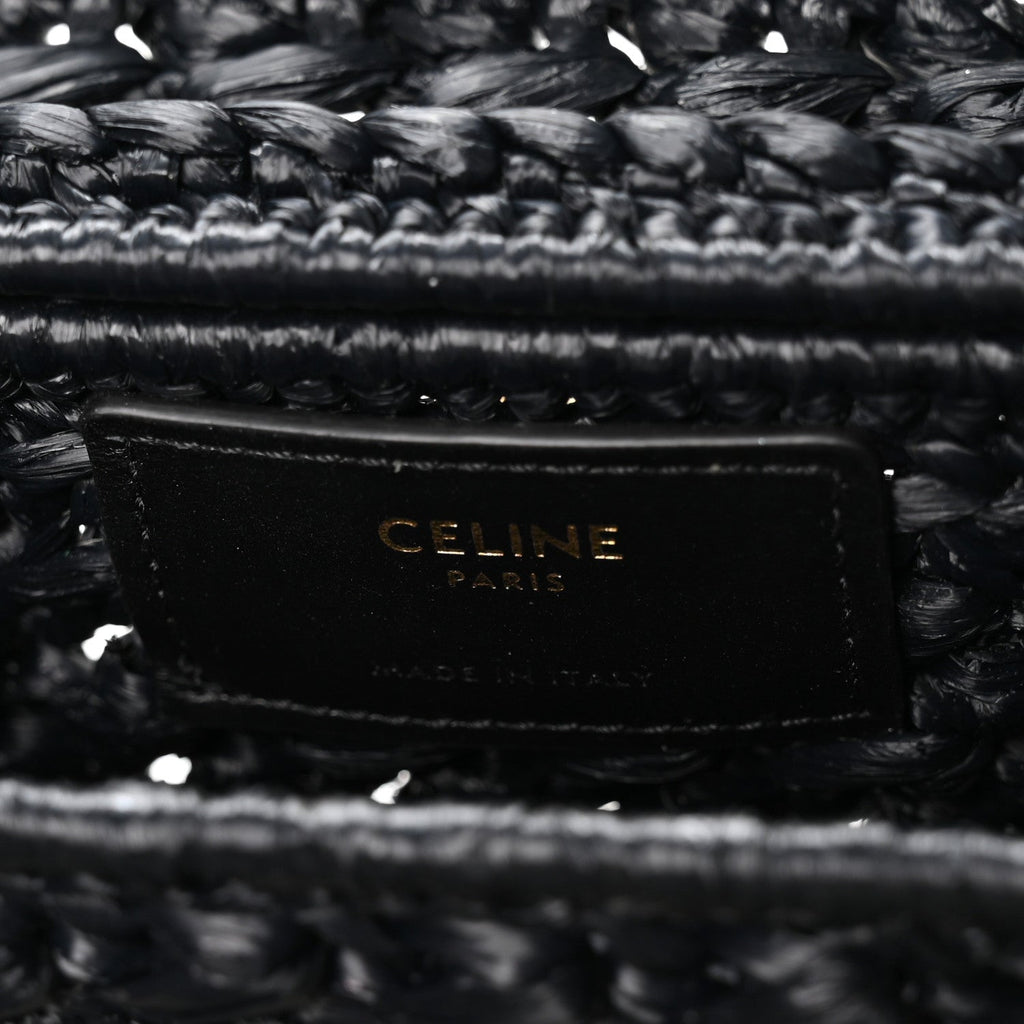 Raffia Effect Claude Chain Shoulder Bag Black