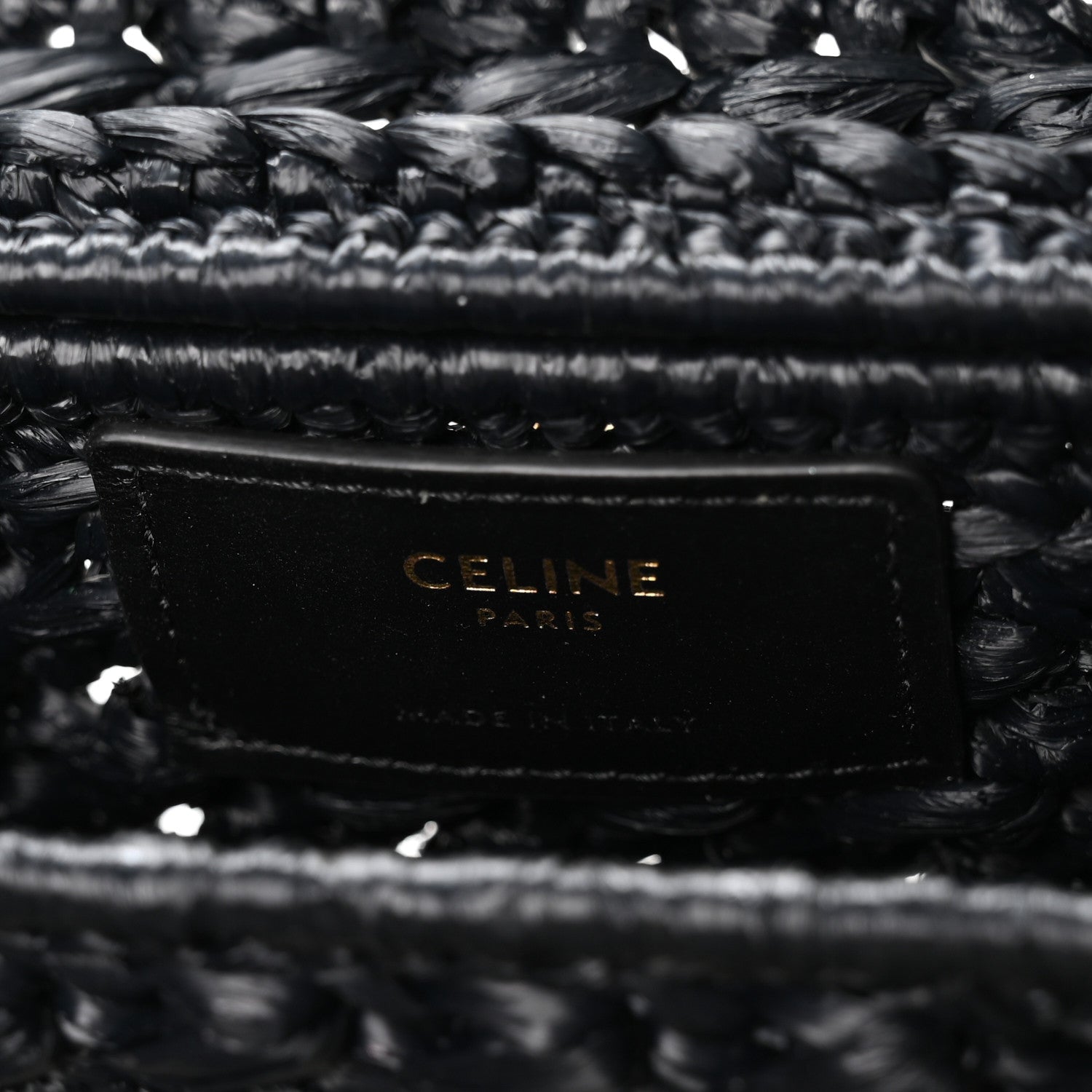 Raffia Effect Claude Chain Shoulder Bag Black
