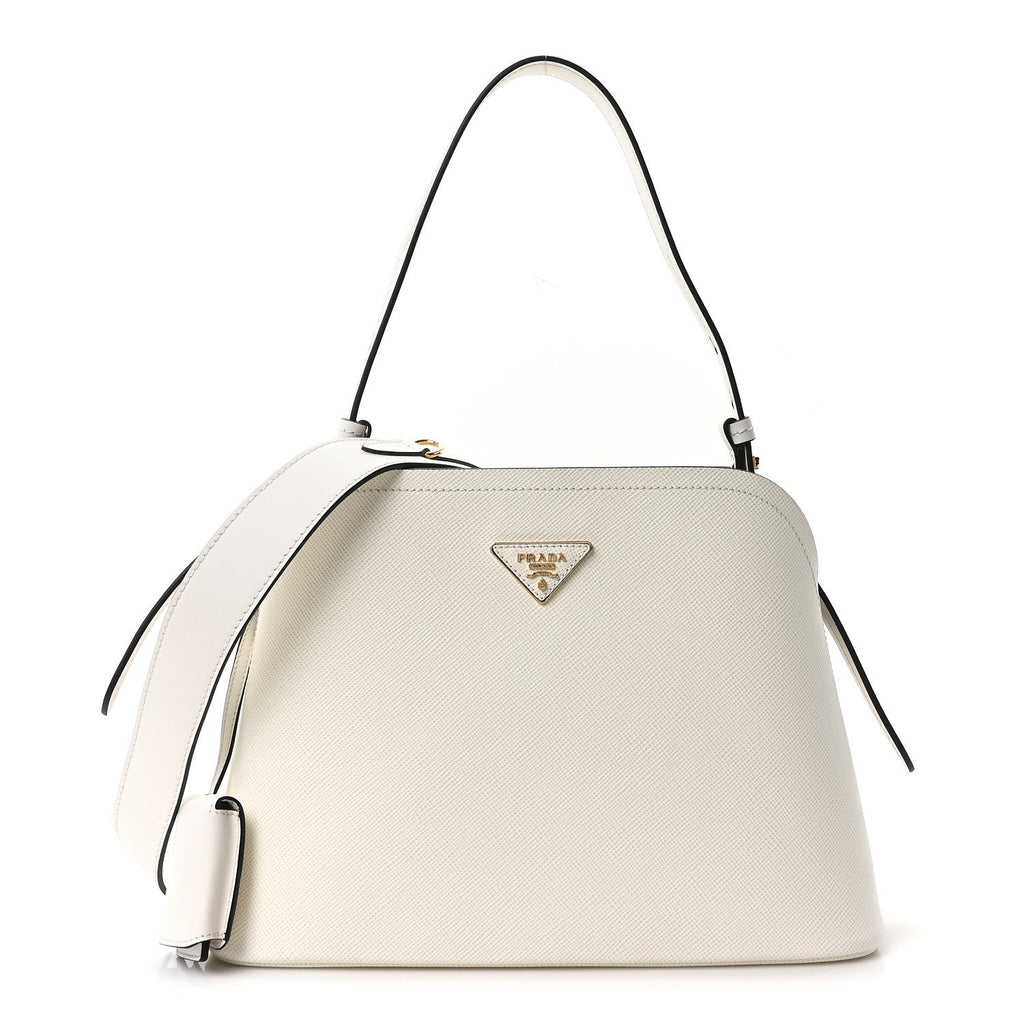 Saffiano Cuir Small Matinee Tote  Bianco Black
