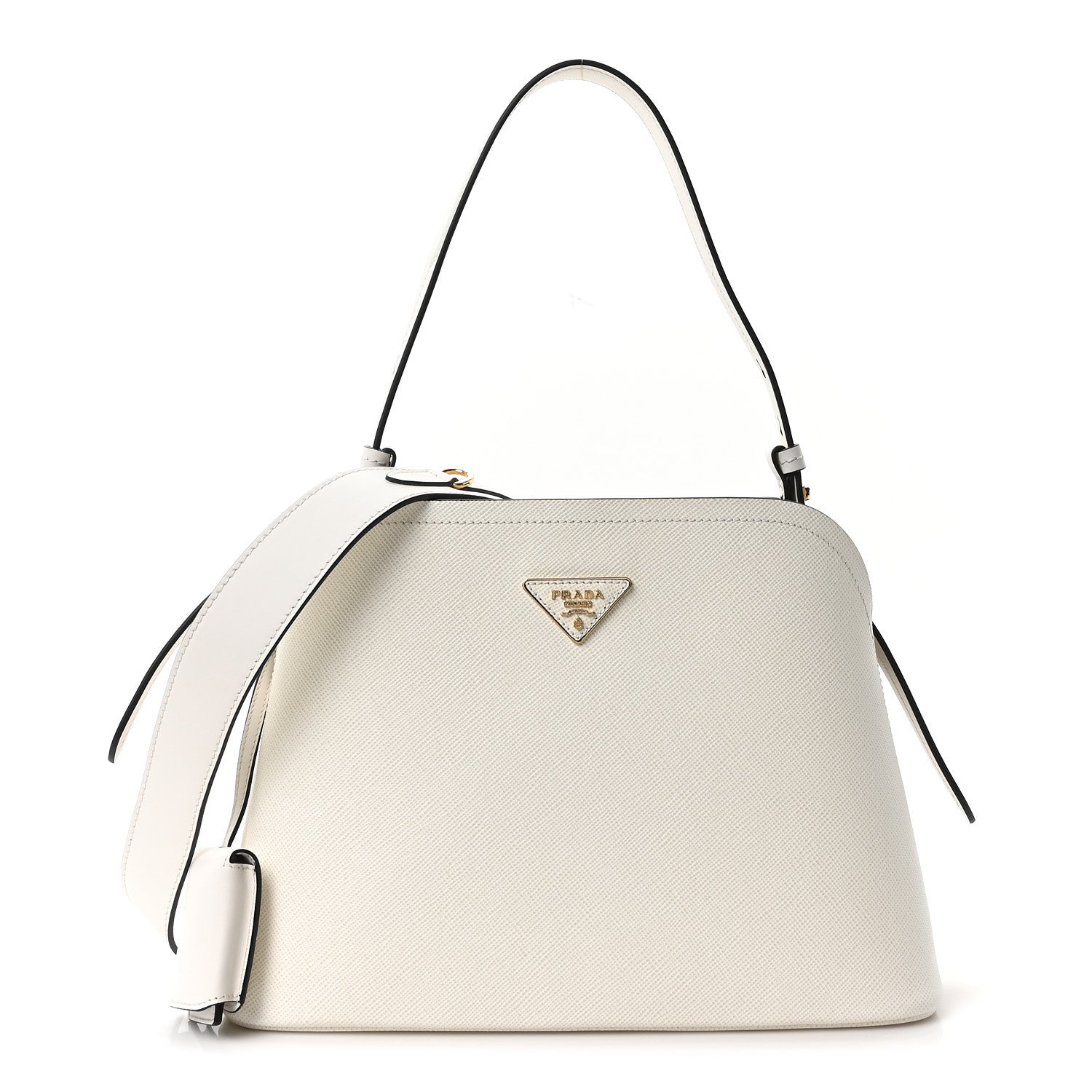 Saffiano Cuir Small Matinee Tote  Bianco Black