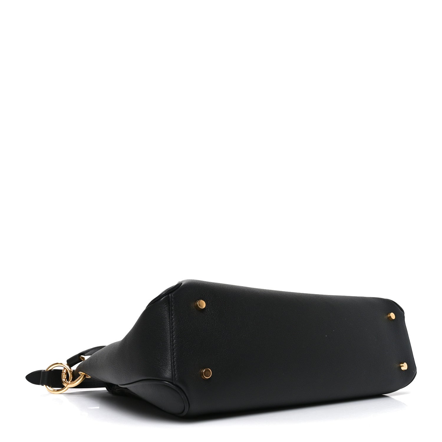 Natural Grain Calfskin Tara Medium Shoulder Bag Black
