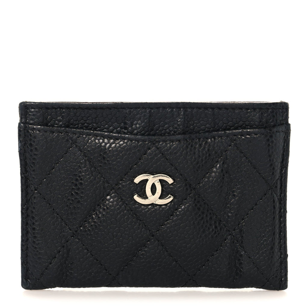 Caviar Quilted Card Holder Black