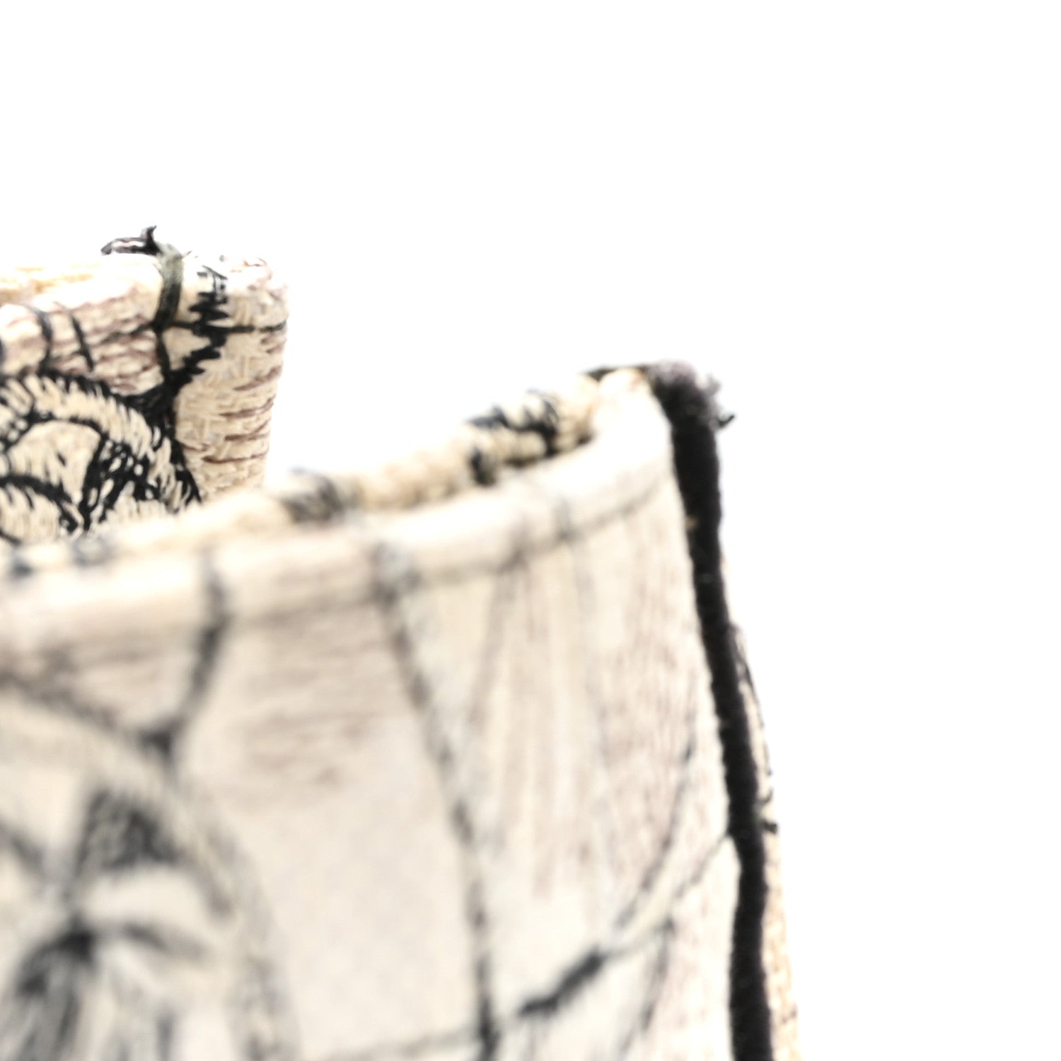 Canvas Embroidered Toile De Jouy Book Tote White Black