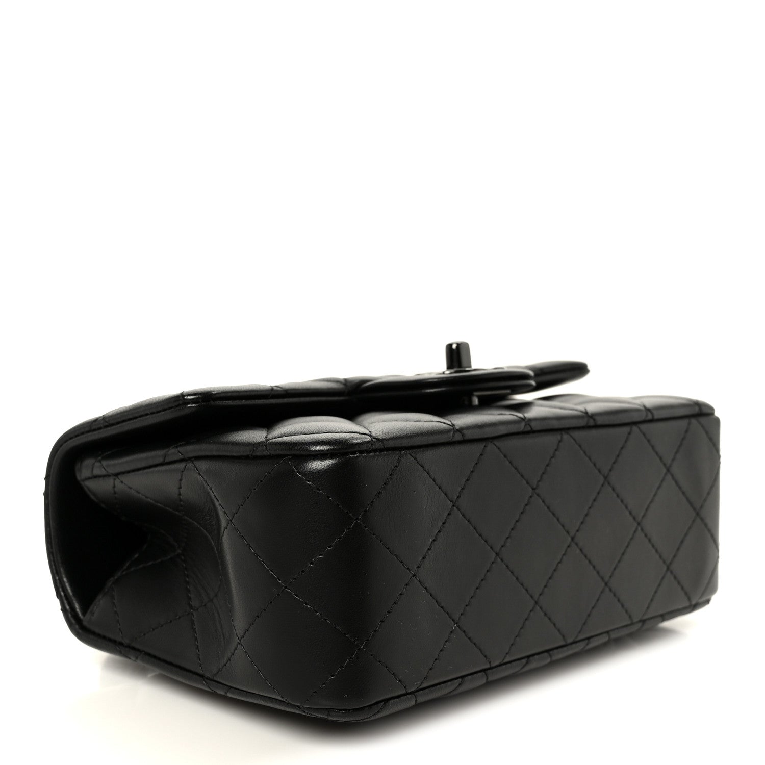 Lambskin Quilted Mini Top Handle Rectangular Flap So Black