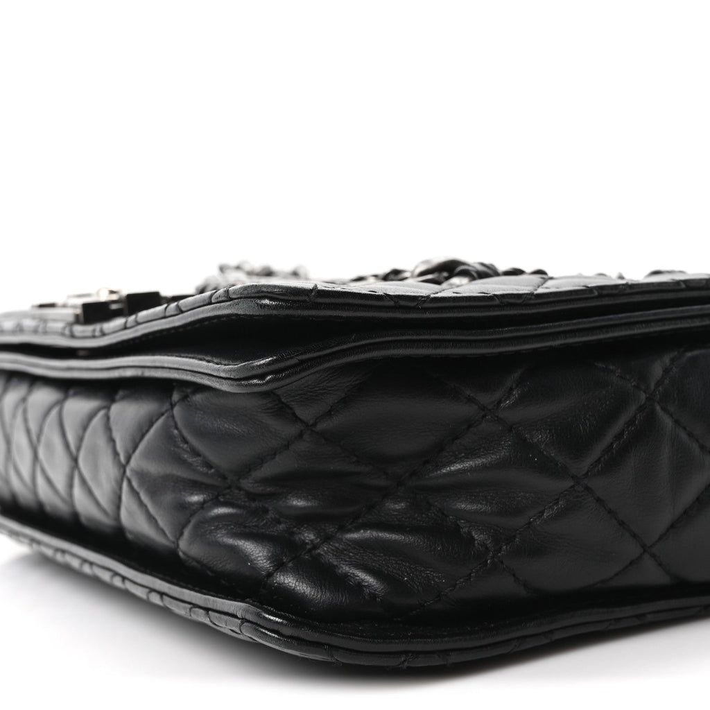 Calfskin Enchained New Medium Boy Flap Black
