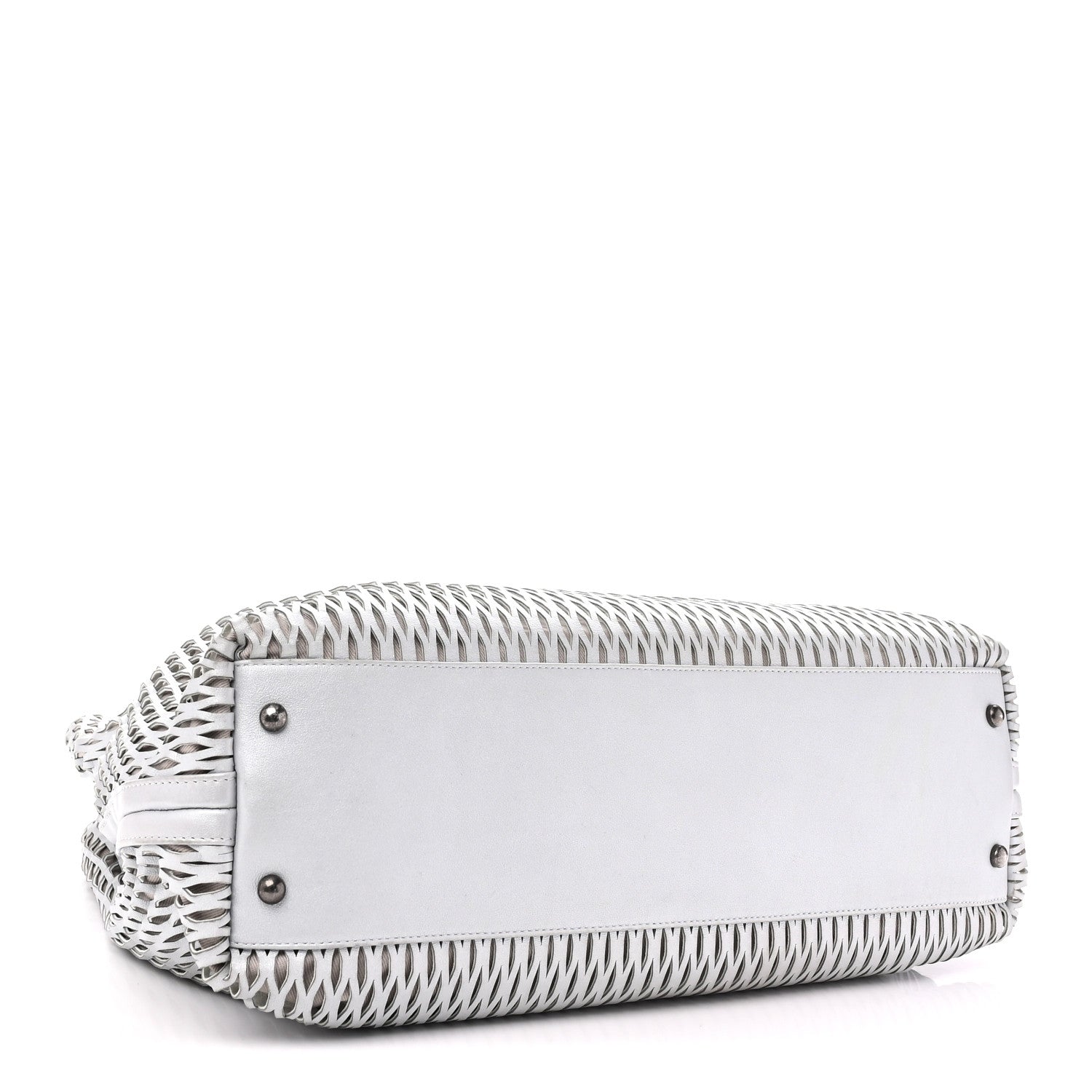 Calfskin Laser Cut Perforated CC Tote Silver