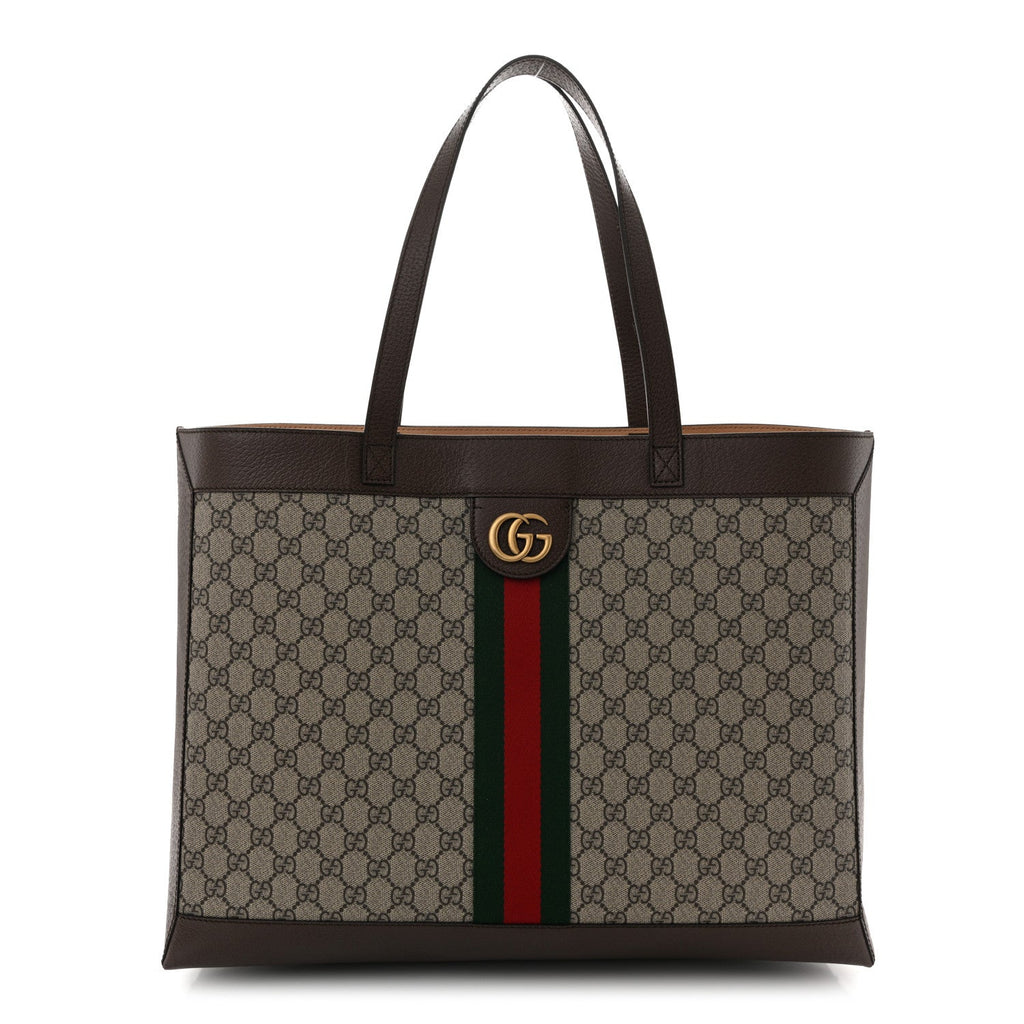 GG Supreme Monogram Web Ophidia Tote Brown