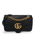 Calfskin Matelasse Small GG Marmont Shoulder Bag Black