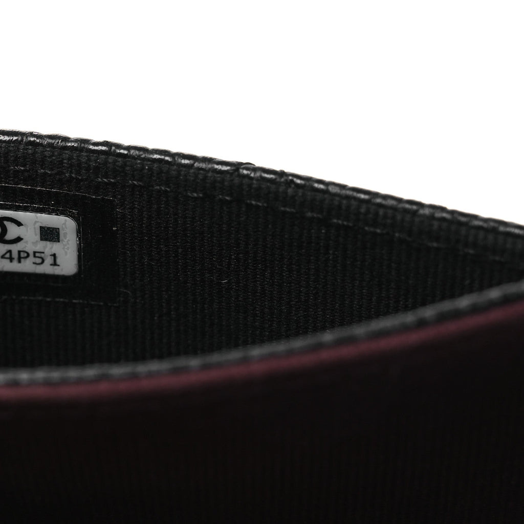 Caviar Quilted Flap Card Holder Black