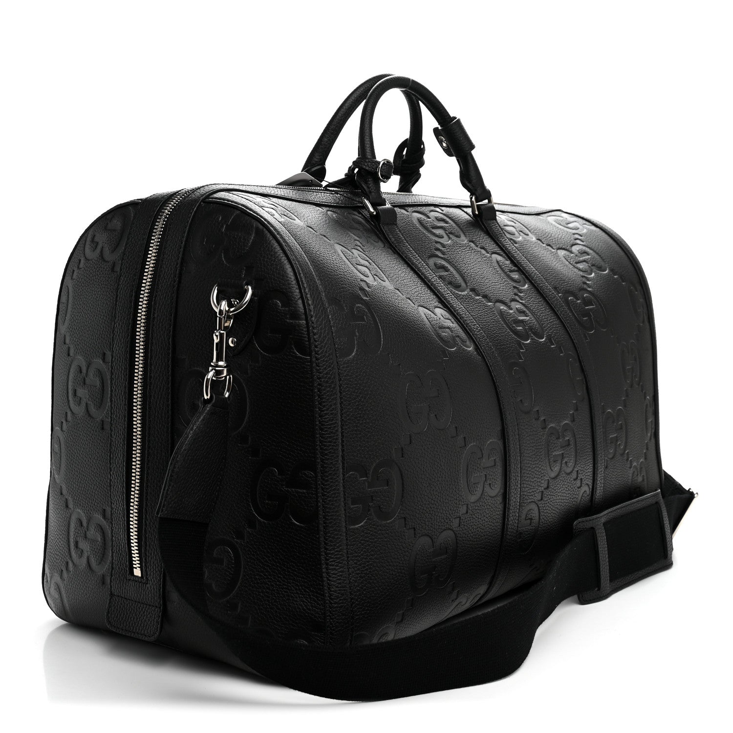 Piuma Calfskin Jumbo GG Embossed Large Duffle Bag Black