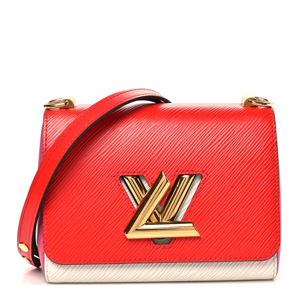 Epi Twist Shoulder Bag MM Coquelicot Hot Pink White