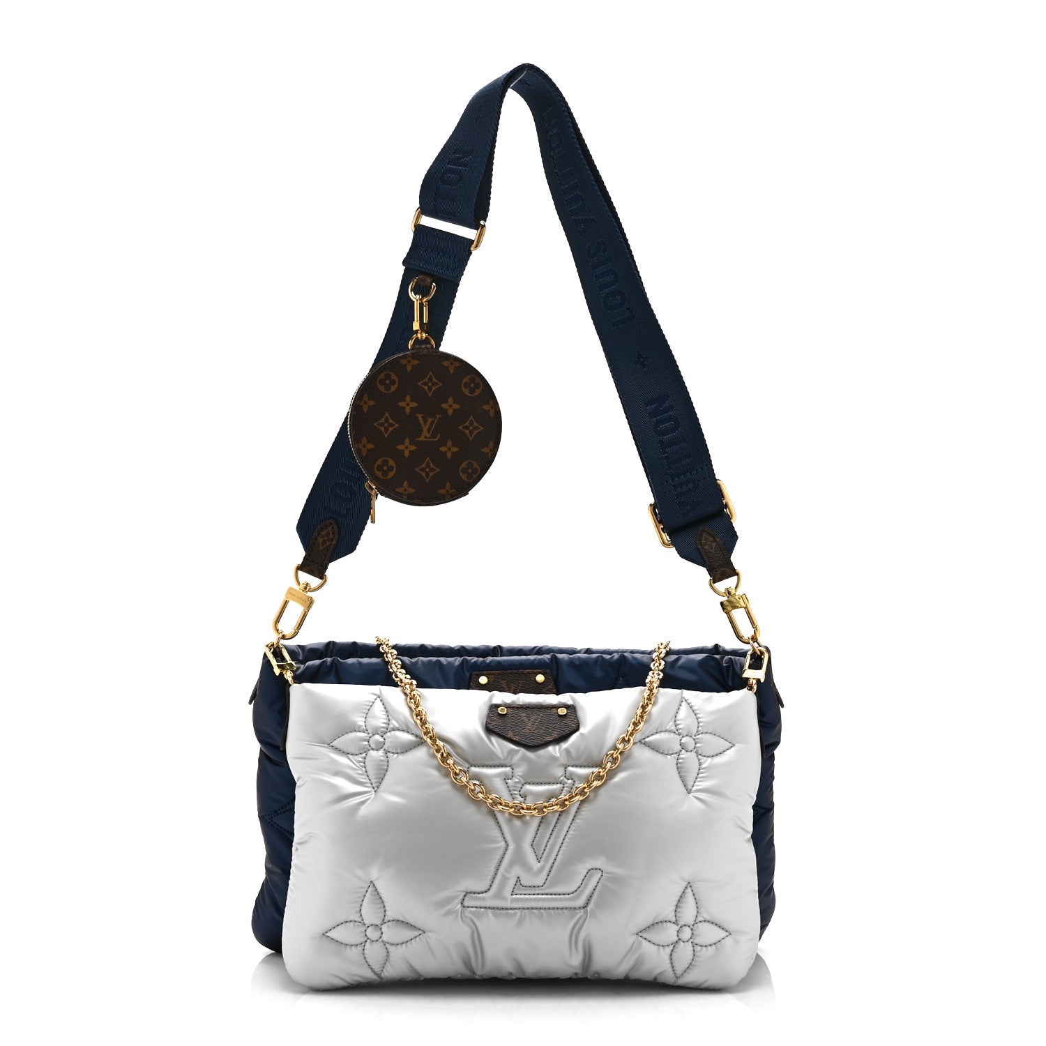 Econyl Monogram Pillow Maxi Multi Pochette Accessories Navy Silver