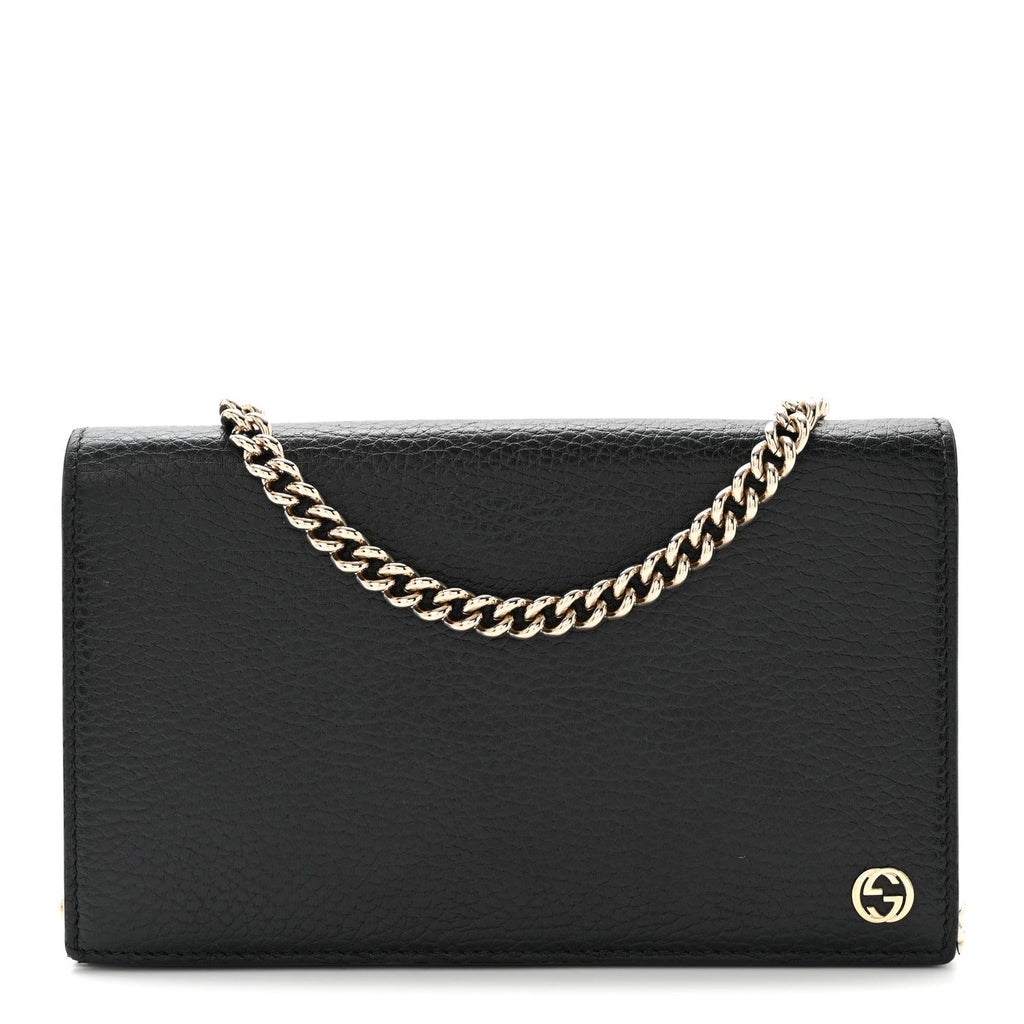 Dollar Calfskin Medium Betty Chain Wallet Black