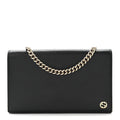 Dollar Calfskin Medium Betty Chain Wallet Black