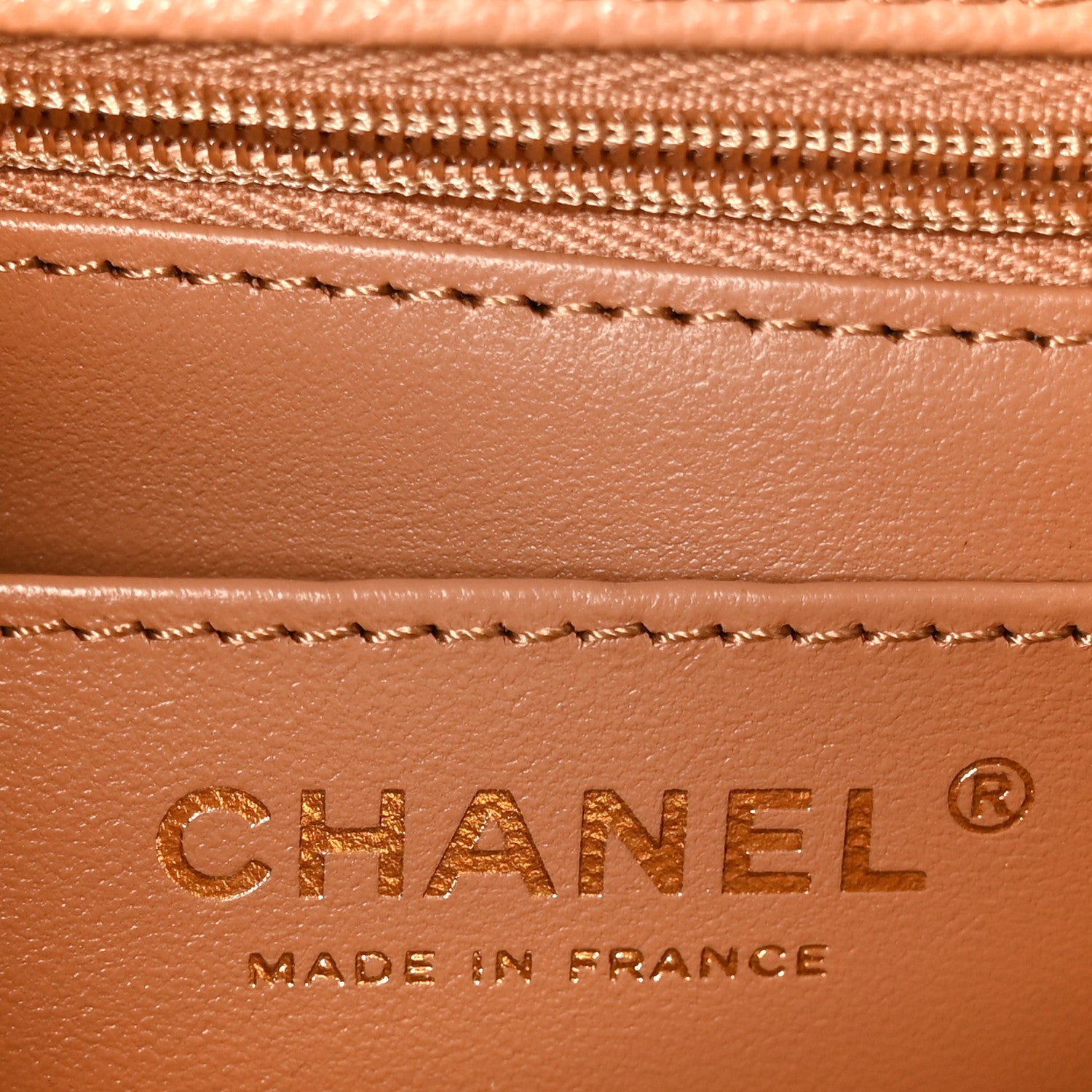 Caviar Quilted Mini Handy CC Flap Camel