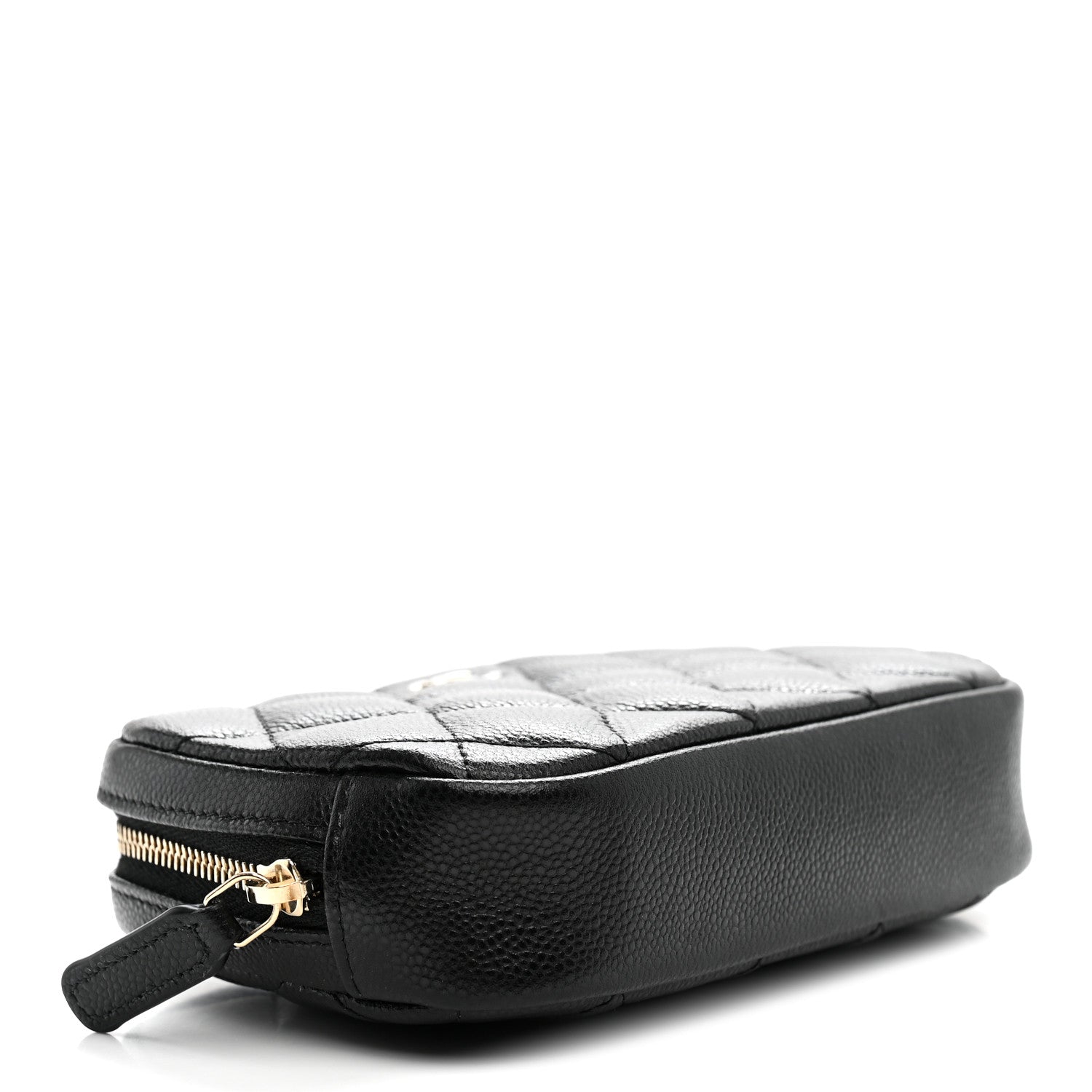 Caviar Quilted Small Curvy Pouch Cosmetic Case Black