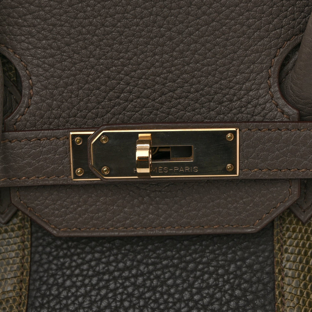 Taurillon Clemence Lizard Club Birkin 35 Etain Graphite