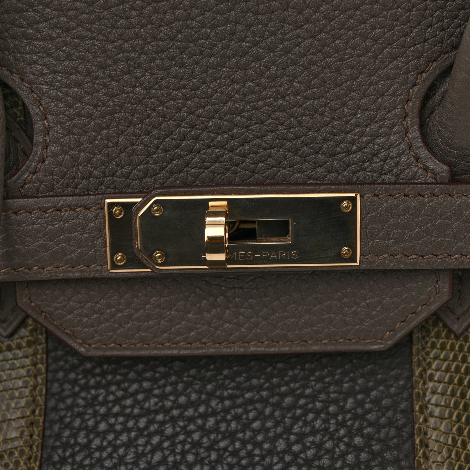 Taurillon Clemence Lizard Club Birkin 35 Etain Graphite