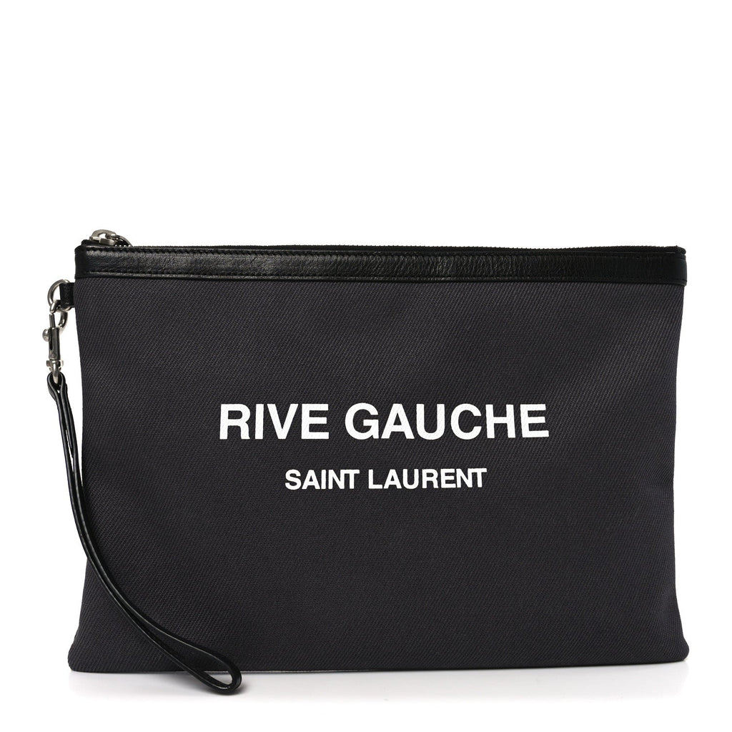 Linen Canvas Rive Gauche Zipped Pouch Black