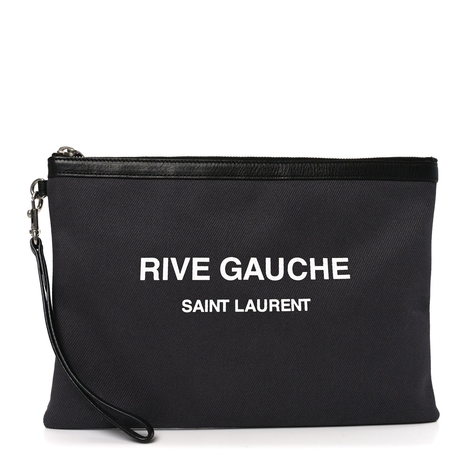 Linen Canvas Rive Gauche Zipped Pouch Black