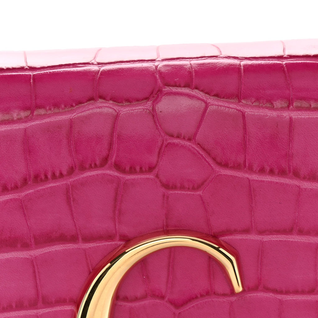 Calfskin Crocodile Embossed Mini C Bag Pink