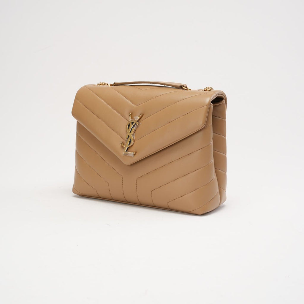 Saint Laurent Small Loulou Chain Satchel Dark Beige 2022