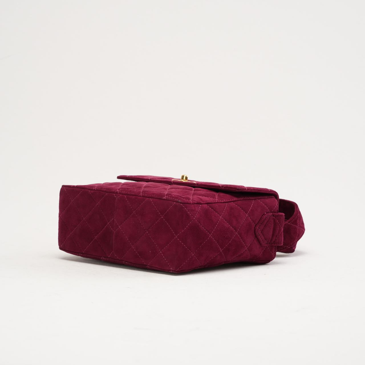 Chanel Vintage Burgundy Red Velvet Mini Square Flap Bag 1997